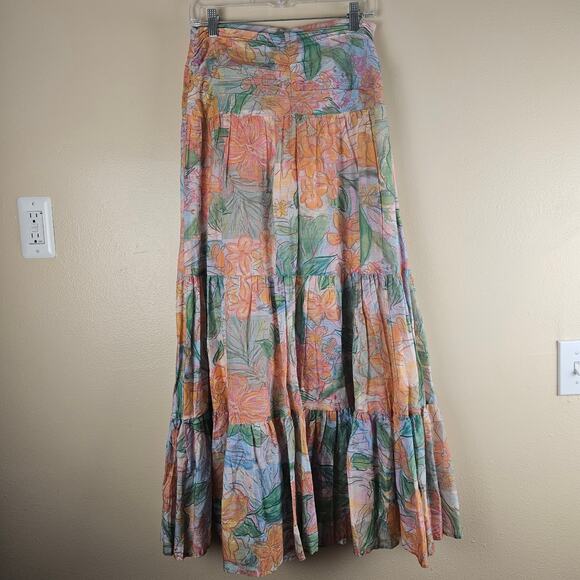 Rails Agatha Skirt Tropica FloralTiered Maxi Size 4